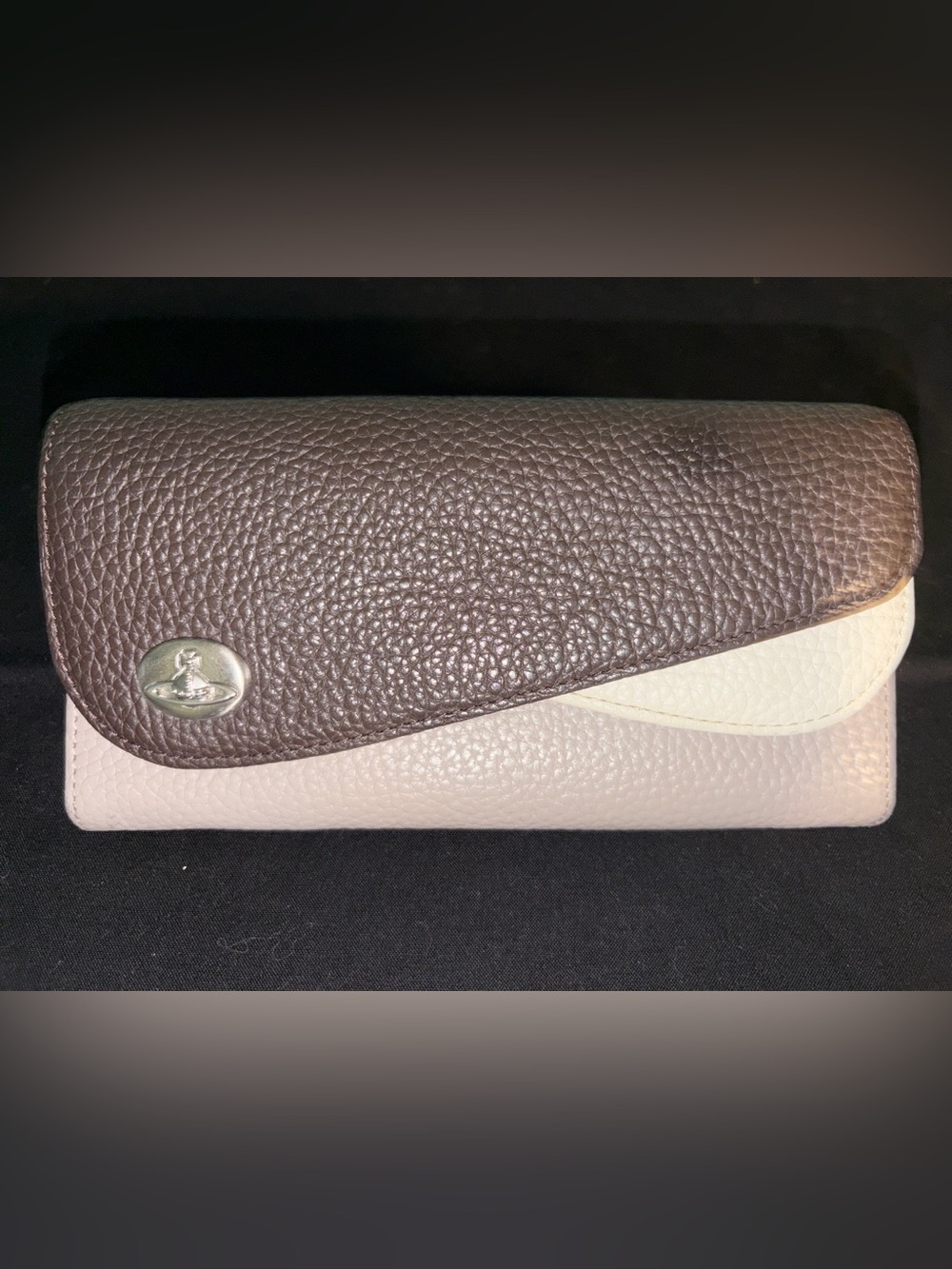 Vivienne Westwood Two-Tone Pebbled Leather Wallet - Brown & Cream